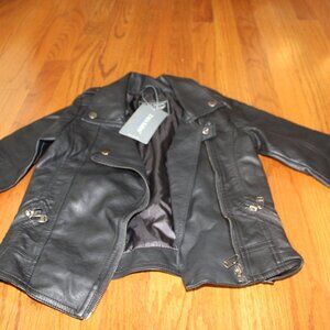 ZAIA KIDS 4-5 Years 110 CM Unisex Faux Black Leather Punk Biker Moto Jacket NWT